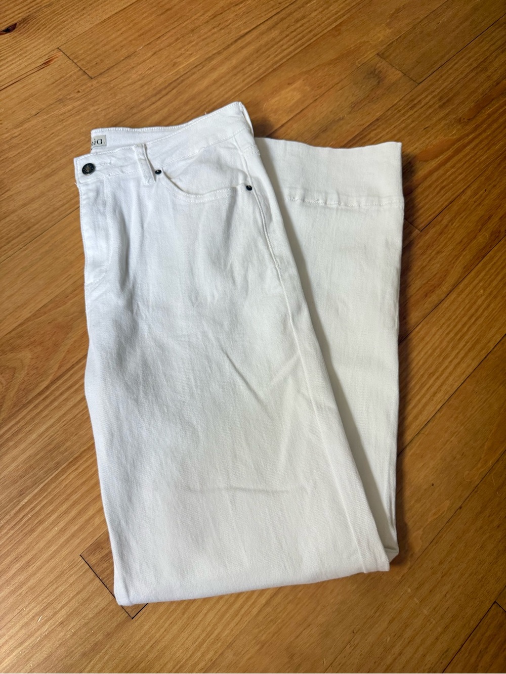 Luvamia Women’s White Denim Preppy Feminine Classic White Jean Pants Size Large - Picture 9 of 9